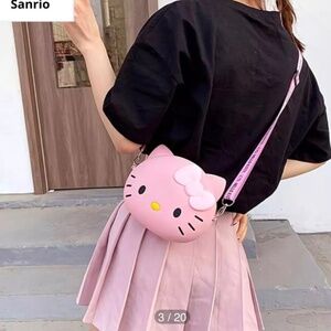 Hello Kitty Bag Kawaii Cartoon Shoulder Bag Silicon Pink and  White
